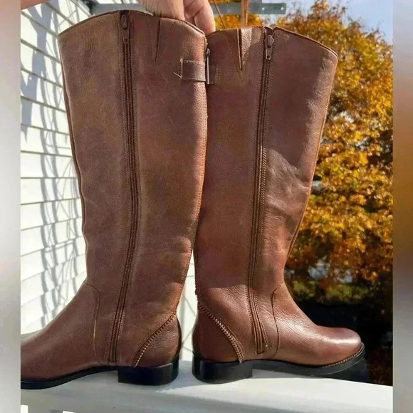 NWOT Arturo Chiang Chestnut Leather Zipper Boot Size 7m - Picture 3 of 10